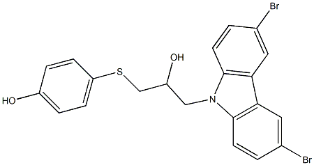 4-{[3-(3,6-dibromo-9H-carbazol-9-yl)-2-hydroxypropyl]sulfanyl}phenol,,结构式