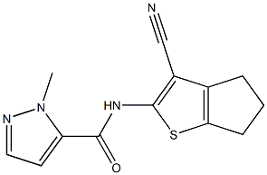 N-(3-cyano-5,6-dihydro-4H-cyclopenta[b]thien-2-yl)-1-methyl-1H-pyrazole-5-carboxamide 结构式
