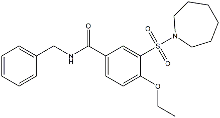 3-(1-azepanylsulfonyl)-N-benzyl-4-ethoxybenzamide,,结构式