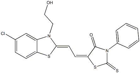 5-[2-(5-chloro-3-(2-hydroxyethyl)-1,3-benzothiazol-2(3H)-ylidene)ethylidene]-3-phenyl-2-thioxo-1,3-thiazolidin-4-one