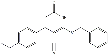 2-(benzylsulfanyl)-4-(4-ethylphenyl)-6-oxo-1,4,5,6-tetrahydro-3-pyridinecarbonitrile 化学構造式