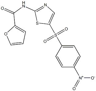 N-[5-({4-nitrophenyl}sulfonyl)-1,3-thiazol-2-yl]furan-2-carboxamide,,结构式