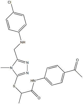 N-(4-acetylphenyl)-2-[(5-{[(4-chlorophenyl)amino]methyl}-4-methyl-4H-1,2,4-triazol-3-yl)sulfanyl]propanamide,,结构式