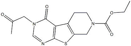 ethyl 4-oxo-3-(2-oxopropyl)-3,5,6,8-tetrahydropyrido[4',3':4,5]thieno[2,3-d]pyrimidine-7(4H)-carboxylate 化学構造式