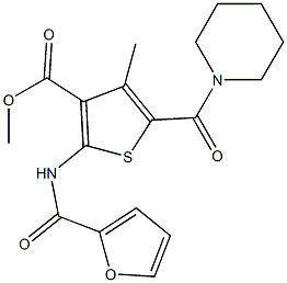 methyl 2-[(furan-2-ylcarbonyl)amino]-4-methyl-5-(piperidin-1-ylcarbonyl)thiophene-3-carboxylate 化学構造式