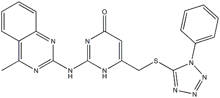 2-[(4-methyl-2-quinazolinyl)amino]-6-{[(1-phenyl-1H-tetraazol-5-yl)thio]methyl}-4(1H)-pyrimidinone
