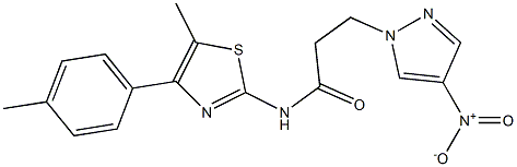 3-{4-nitro-1H-pyrazol-1-yl}-N-[5-methyl-4-(4-methylphenyl)-1,3-thiazol-2-yl]propanamide Structure