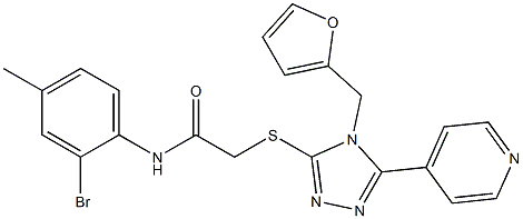 N-(2-bromo-4-methylphenyl)-2-{[4-(furan-2-ylmethyl)-5-pyridin-4-yl-4H-1,2,4-triazol-3-yl]sulfanyl}acetamide Struktur