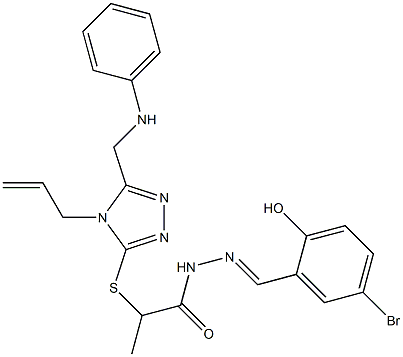 2-{[4-allyl-5-(anilinomethyl)-4H-1,2,4-triazol-3-yl]sulfanyl}-N'-(5-bromo-2-hydroxybenzylidene)propanohydrazide 化学構造式