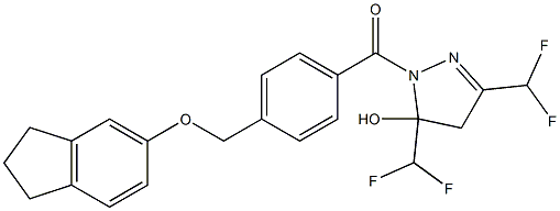 3,5-bis(difluoromethyl)-1-{4-[(2,3-dihydro-1H-inden-5-yloxy)methyl]benzoyl}-4,5-dihydro-1H-pyrazol-5-ol 结构式