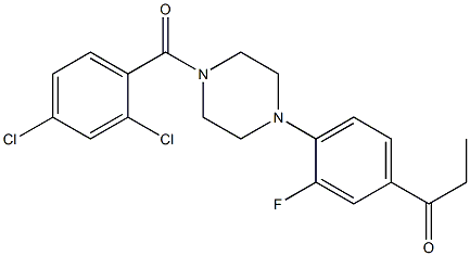 1-{4-[4-(2,4-dichlorobenzoyl)-1-piperazinyl]-3-fluorophenyl}-1-propanone Struktur