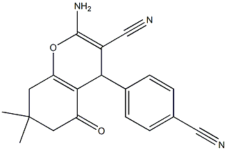 2-amino-4-(4-cyanophenyl)-7,7-dimethyl-5-oxo-5,6,7,8-tetrahydro-4H-chromene-3-carbonitrile 化学構造式