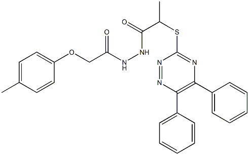 2-[(5,6-diphenyl-1,2,4-triazin-3-yl)sulfanyl]-N'-[(4-methylphenoxy)acetyl]propanohydrazide 化学構造式