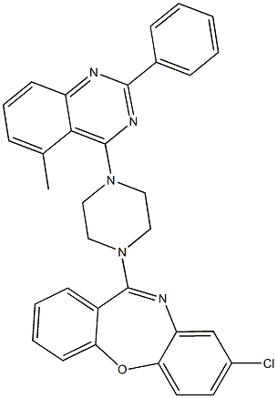 8-chloro-11-[4-(5-methyl-2-phenylquinazolin-4-yl)piperazin-1-yl]dibenzo[b,f][1,4]oxazepine,,结构式