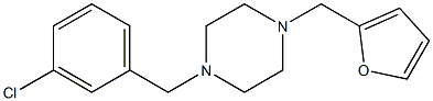 1-(3-chlorobenzyl)-4-(2-furylmethyl)piperazine,,结构式