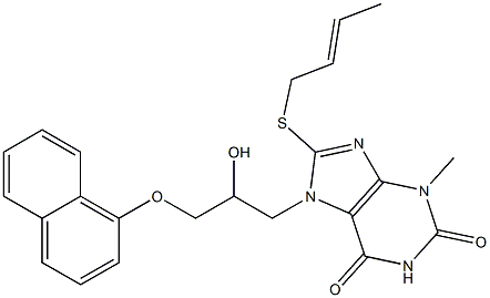 8-(2-butenylsulfanyl)-7-[2-hydroxy-3-(1-naphthyloxy)propyl]-3-methyl-3,7-dihydro-1H-purine-2,6-dione Structure