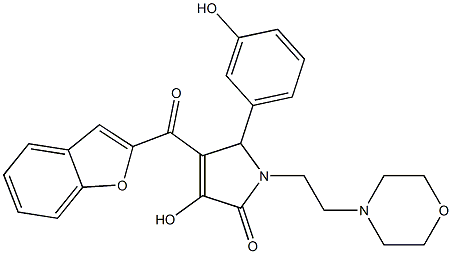4-(1-benzofuran-2-ylcarbonyl)-3-hydroxy-5-(3-hydroxyphenyl)-1-[2-(4-morpholinyl)ethyl]-1,5-dihydro-2H-pyrrol-2-one Struktur