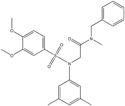 N-benzyl-2-{[(3,4-dimethoxyphenyl)sulfonyl]-3,5-dimethylanilino}-N-methylacetamide,,结构式