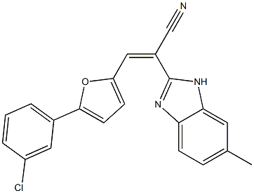 3-[5-(3-chlorophenyl)-2-furyl]-2-(6-methyl-1H-benzimidazol-2-yl)acrylonitrile 结构式