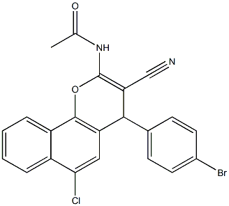 N-[4-(4-bromophenyl)-6-chloro-3-cyano-4H-benzo[h]chromen-2-yl]acetamide 结构式