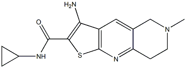 3-amino-N-cyclopropyl-6-methyl-5,6,7,8-tetrahydrothieno[2,3-b][1,6]naphthyridine-2-carboxamide 化学構造式