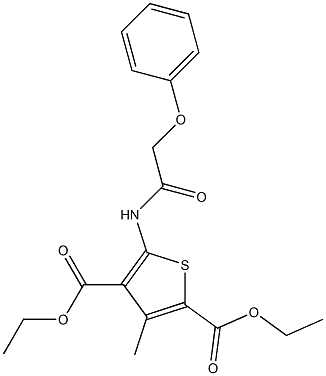 diethyl 3-methyl-5-[(phenoxyacetyl)amino]-2,4-thiophenedicarboxylate 化学構造式