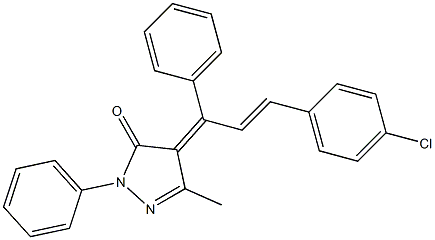 4-[3-(4-chlorophenyl)-1-phenyl-2-propenylidene]-5-methyl-2-phenyl-2,4-dihydro-3H-pyrazol-3-one,,结构式