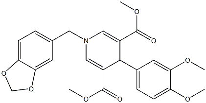 dimethyl 1-(1,3-benzodioxol-5-ylmethyl)-4-(3,4-dimethoxyphenyl)-1,4-dihydro-3,5-pyridinedicarboxylate,,结构式