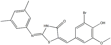 5-(3-bromo-4-hydroxy-5-methoxybenzylidene)-2-[(3,5-dimethylphenyl)imino]-1,3-thiazolidin-4-one Structure