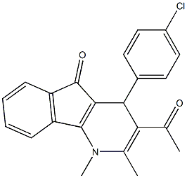 3-acetyl-4-(4-chlorophenyl)-1,2-dimethyl-1,4-dihydro-5H-indeno[1,2-b]pyridin-5-one Structure