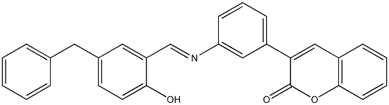 3-{3-[(5-benzyl-2-hydroxybenzylidene)amino]phenyl}-2H-chromen-2-one,,结构式