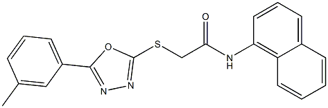 2-{[5-(3-methylphenyl)-1,3,4-oxadiazol-2-yl]sulfanyl}-N-(1-naphthyl)acetamide 化学構造式