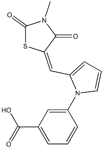 3-{2-[(3-methyl-2,4-dioxo-1,3-thiazolidin-5-ylidene)methyl]-1H-pyrrol-1-yl}benzoic acid Struktur