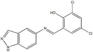2,4-dichloro-6-[(1H-indazol-5-ylimino)methyl]phenol Structure