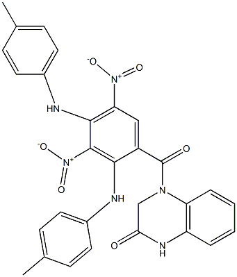 4-[3,5-bisnitro-2,4-di(4-toluidino)benzoyl]-3,4-dihydro-2(1H)-quinoxalinone Structure