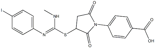 4-(3-{[[(4-iodophenyl)imino](methylamino)methyl]sulfanyl}-2,5-dioxo-1-pyrrolidinyl)benzoic acid,,结构式
