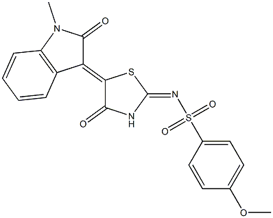 4-methoxy-N-[5-(1-methyl-2-oxo-1,2-dihydro-3H-indol-3-ylidene)-4-oxo-1,3-thiazolidin-2-ylidene]benzenesulfonamide Structure