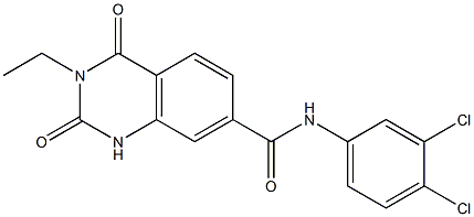 N-(3,4-dichlorophenyl)-3-ethyl-2,4-dioxo-1,2,3,4-tetrahydro-7-quinazolinecarboxamide Struktur