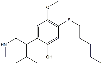 4-methoxy-2-{2-methyl-1-[(methylamino)methyl]propyl}-5-(pentylsulfanyl)phenol 化学構造式