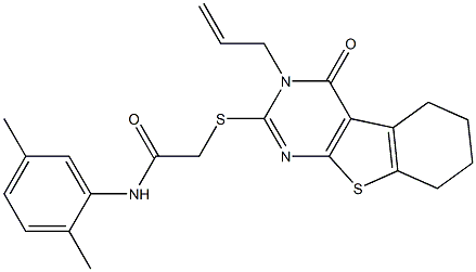 2-[(3-allyl-4-oxo-3,4,5,6,7,8-hexahydro[1]benzothieno[2,3-d]pyrimidin-2-yl)sulfanyl]-N-(2,5-dimethylphenyl)acetamide Struktur