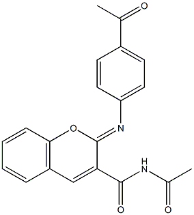 N-acetyl-2-[(4-acetylphenyl)imino]-2H-chromene-3-carboxamide,,结构式