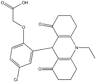 [4-chloro-2-(10-ethyl-1,8-dioxo-1,2,3,4,5,6,7,8,9,10-decahydro-9-acridinyl)phenoxy]acetic acid,,结构式