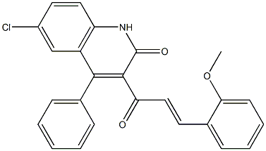 6-chloro-3-[3-(2-methoxyphenyl)acryloyl]-4-phenyl-2(1H)-quinolinone 化学構造式