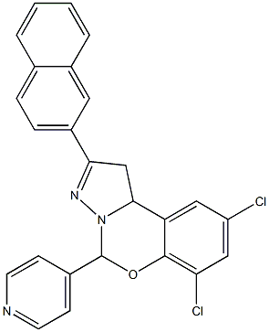 7,9-dichloro-2-naphthalen-2-yl-5-pyridin-4-yl-1,10b-dihydropyrazolo[1,5-c][1,3]benzoxazine 化学構造式
