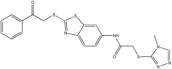  2-[(4-methyl-4H-1,2,4-triazol-3-yl)sulfanyl]-N-{2-[(2-oxo-2-phenylethyl)sulfanyl]-1,3-benzothiazol-6-yl}acetamide