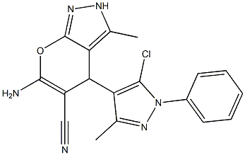 6-amino-4-(5-chloro-3-methyl-1-phenyl-1H-pyrazol-4-yl)-3-methyl-2,4-dihydropyrano[2,3-c]pyrazole-5-carbonitrile Structure