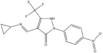 4-[(cyclopropylimino)methyl]-2-{4-nitrophenyl}-5-(trifluoromethyl)-1,2-dihydro-3H-pyrazol-3-one 化学構造式