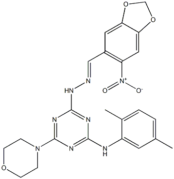 6-nitro-1,3-benzodioxole-5-carbaldehyde [4-(2,5-dimethylanilino)-6-(4-morpholinyl)-1,3,5-triazin-2-yl]hydrazone