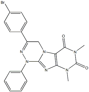 3-(4-bromophenyl)-7,9-dimethyl-1-phenyl-1,4-dihydro[1,2,4]triazino[3,4-f]purine-6,8(7H,9H)-dione 化学構造式