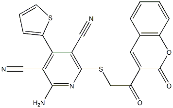 2-amino-6-{[2-oxo-2-(2-oxo-2H-chromen-3-yl)ethyl]sulfanyl}-4-(2-thienyl)-3,5-pyridinedicarbonitrile